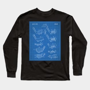 Golfing Iron Patent - Golf Fan Golfer Gift Art - Blueprint Long Sleeve T-Shirt